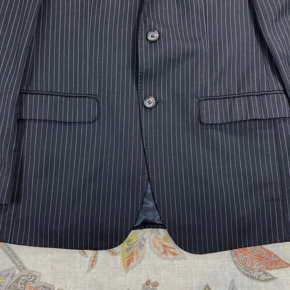 Ralph Lauren Men's Black Label Slim 2 Button Black Pinstripe Wool Blazer 38R - Picture 3 of 12